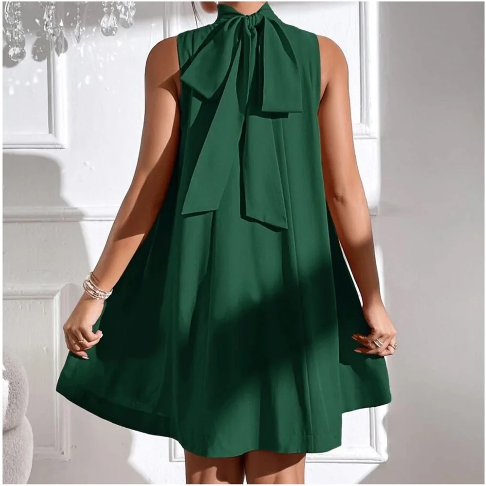 Luxe Neck Tie Party Evening Mini Dress - Picture 6 of 12